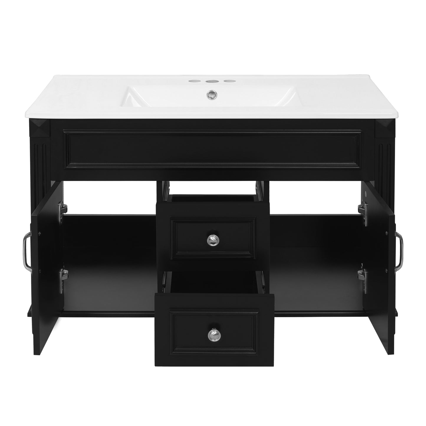 36-Inch Wall-Mounted Bathroom Vanity with Ceramic Sink - Black