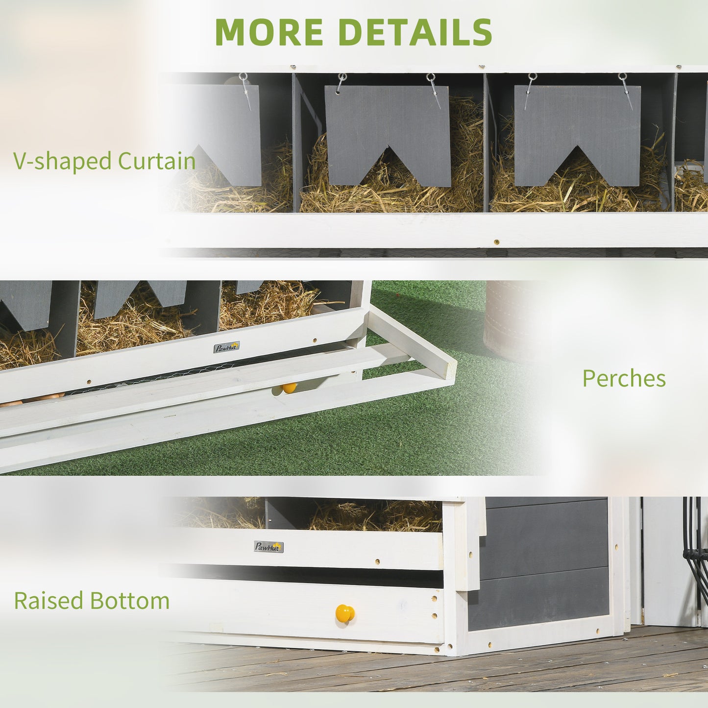 Wooden Chicken Nesting Box with 8 Compartments for Coop Egg Laying - Grey/White
