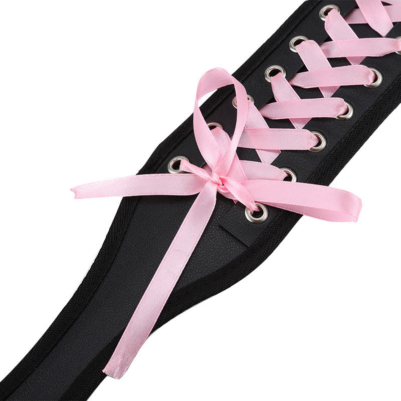 Leather Handle Racket Ribbon for Adult Wellness Black PU