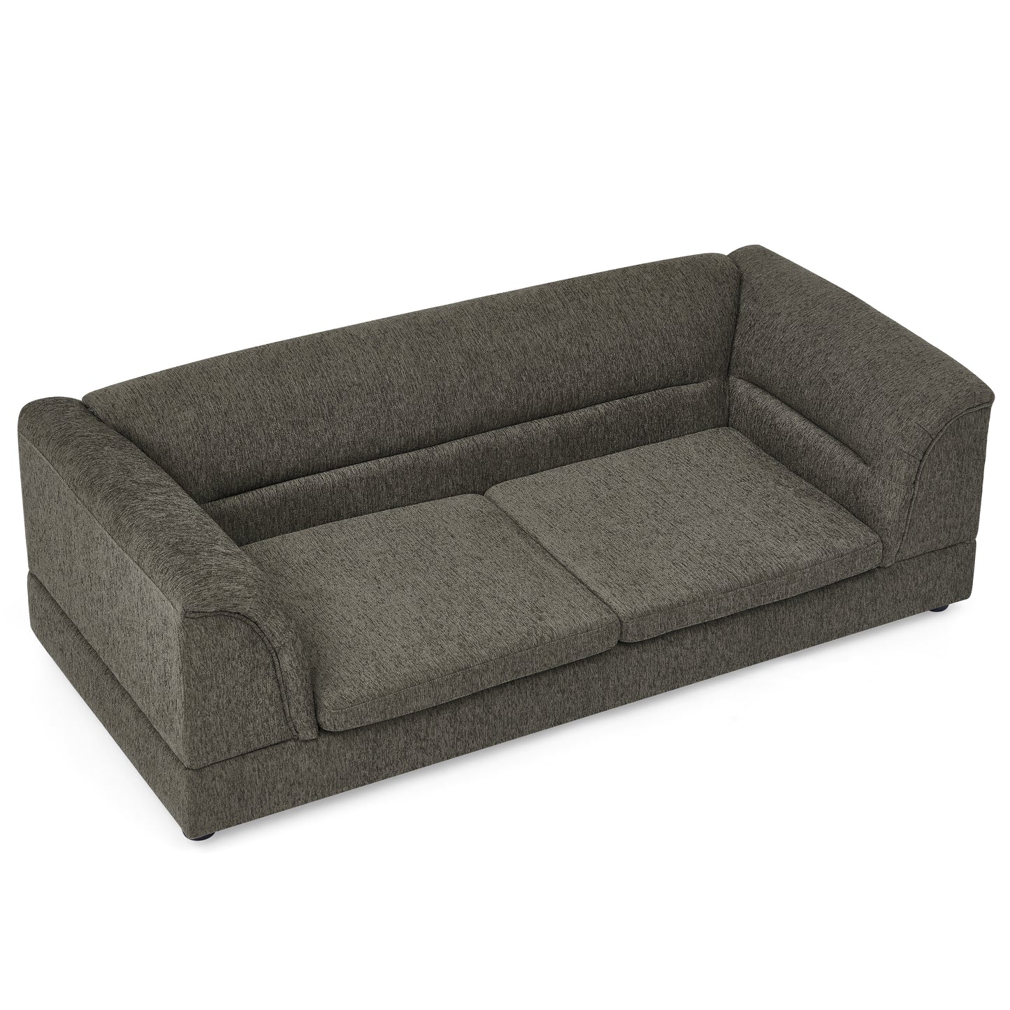 Oversized Dog Sofa Bed with Linen Fabric & Curved Armrest - Dark Gray