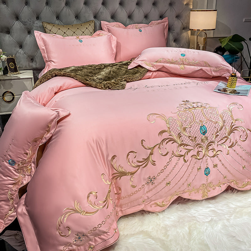 Four-Piece Cotton Ice Silk Bed Sheet Set - Bedding Comfort & Style