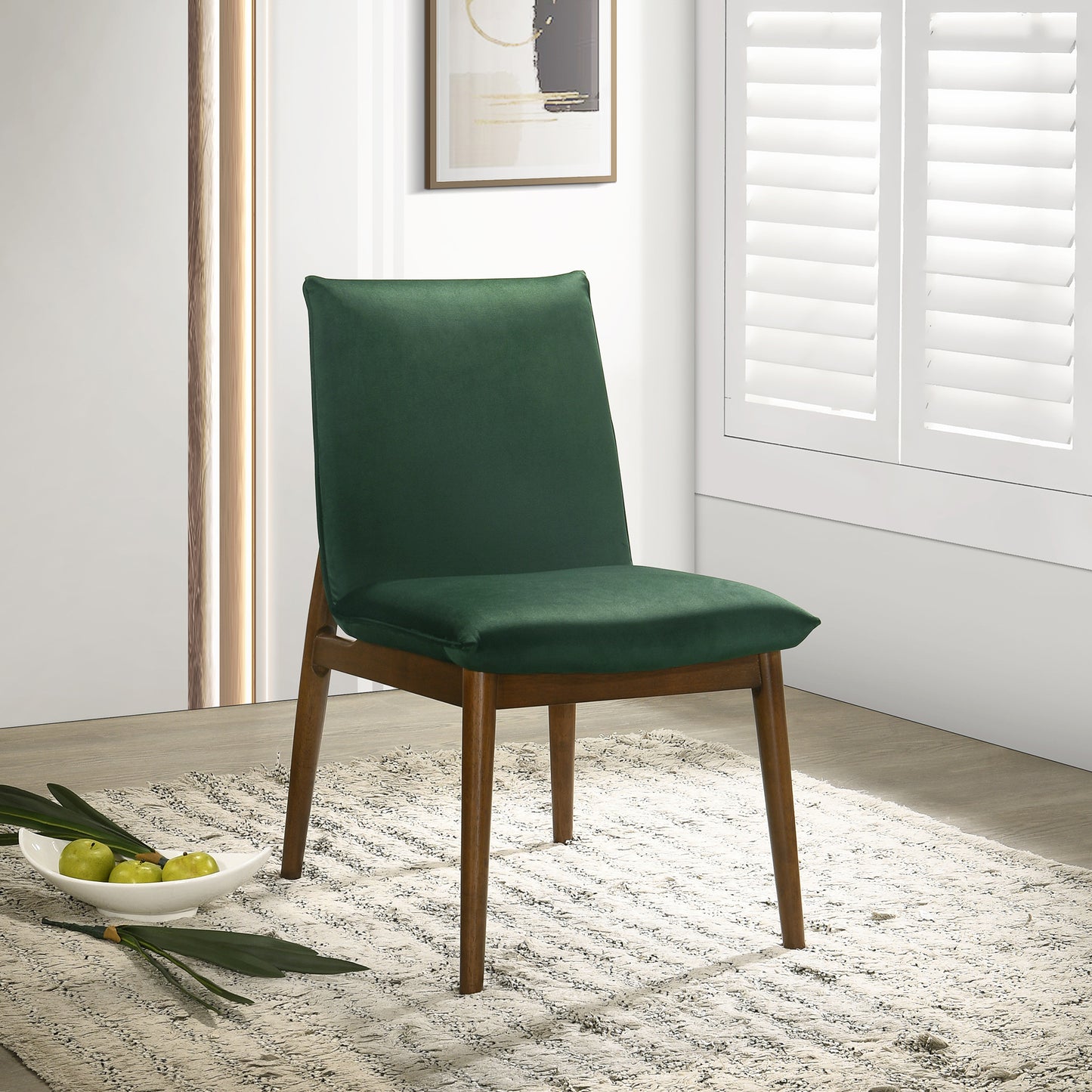Monza Dark Green Velvet Dining Chair Set Of 2 35 H X 20.3 W 24.4 D