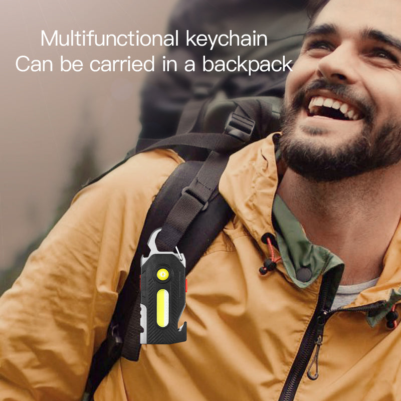 Multifunctional Emergency Camping Light with COB LED & Keychain - Bright Portable Work & Outdoor Light