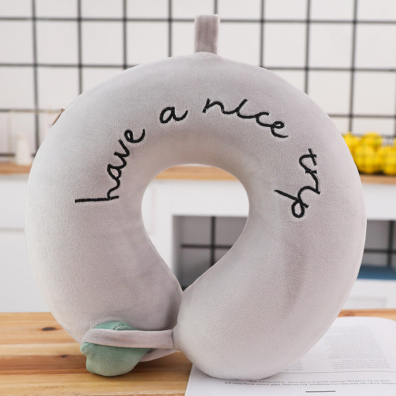 Cartoon Memory Cotton U-Shaped Cervical Pillow - Adjustable Colors