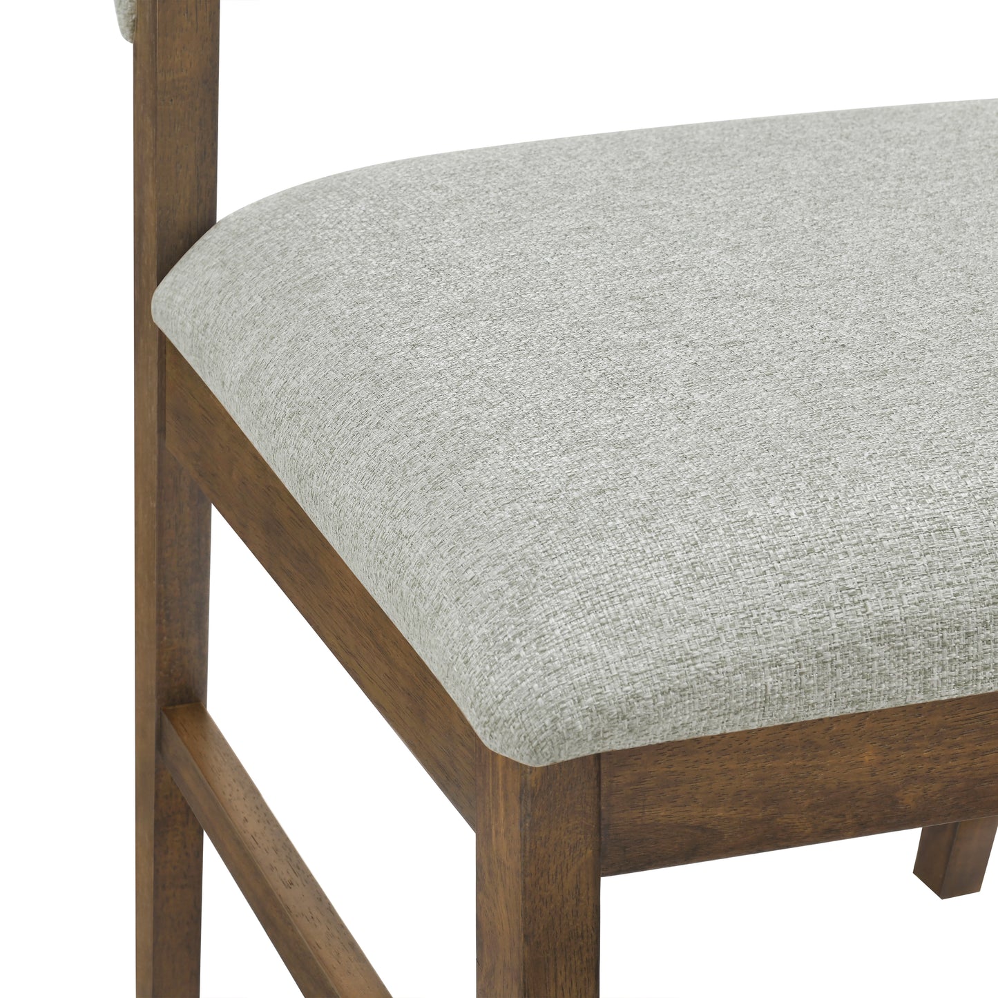 Mid-Century Modern Upholstered Dining Chairs - Set of 2, Grayish Green & Walnut