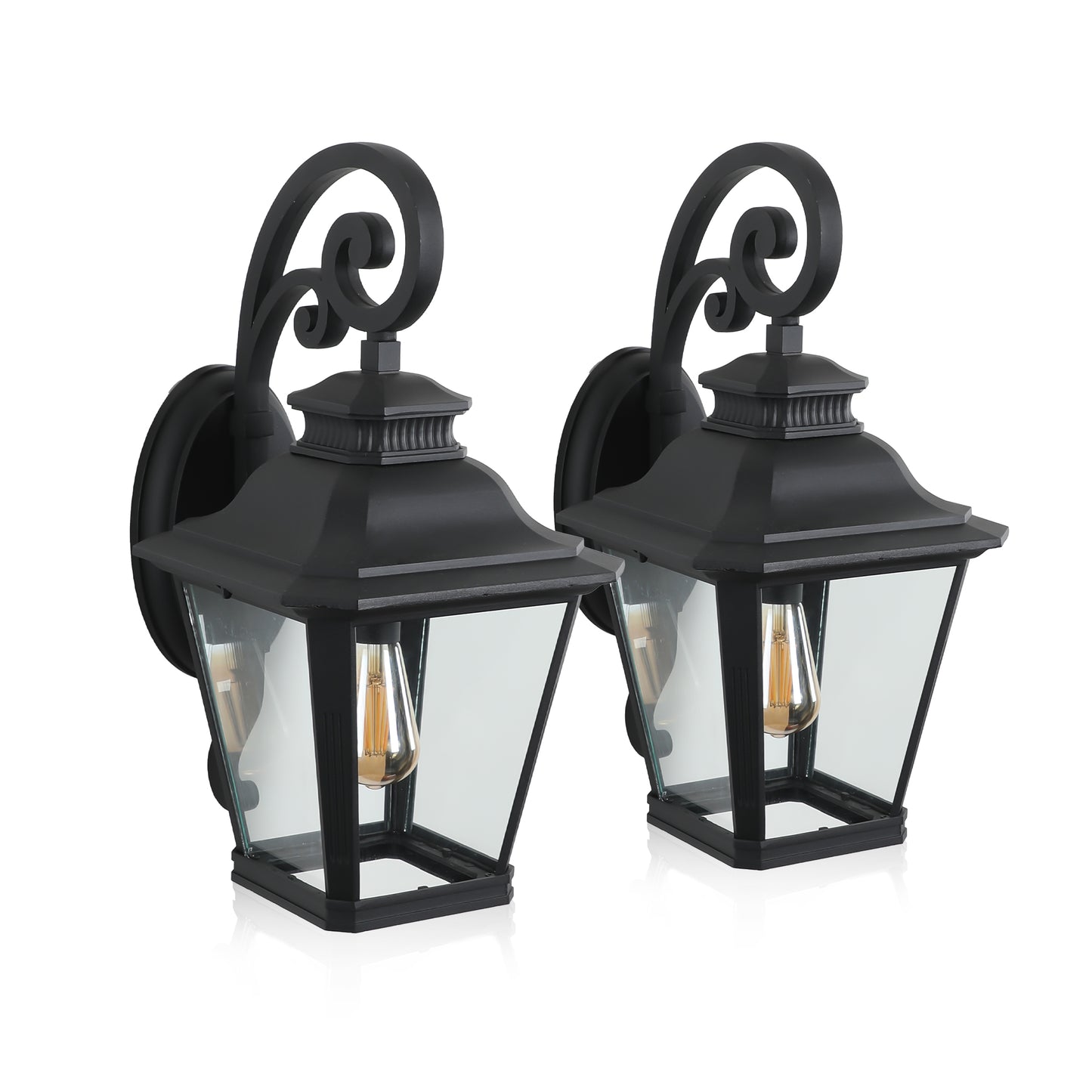 Outdoor Wall Lanterns 2-Pack - Black Vintage Waterproof Sconce