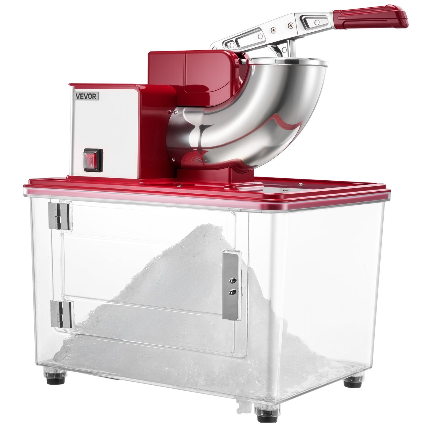Red Commercial Ice Crusher 661LBS/H Electric Snow Cone Maker Shaved Ice
