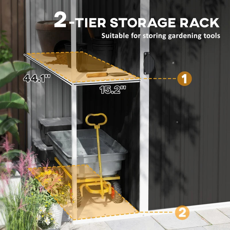 8ft Metal Outdoor Garden Shed with Lock & Vents - Dark Gray