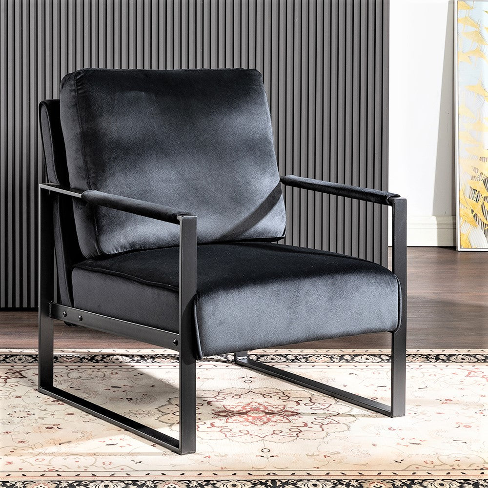 Classic Mid Century Modern Accent Chair With Durable Square Metal