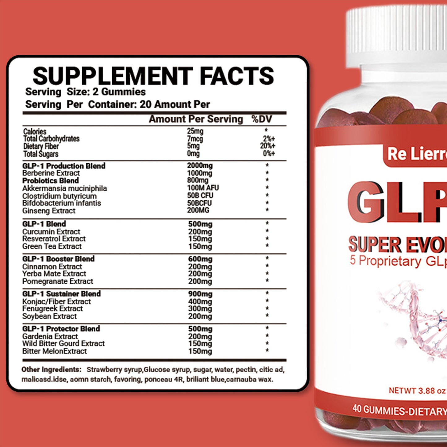 Plant-Based Digestive Health Gummies with Probiotics & Ginseng - 40 Count