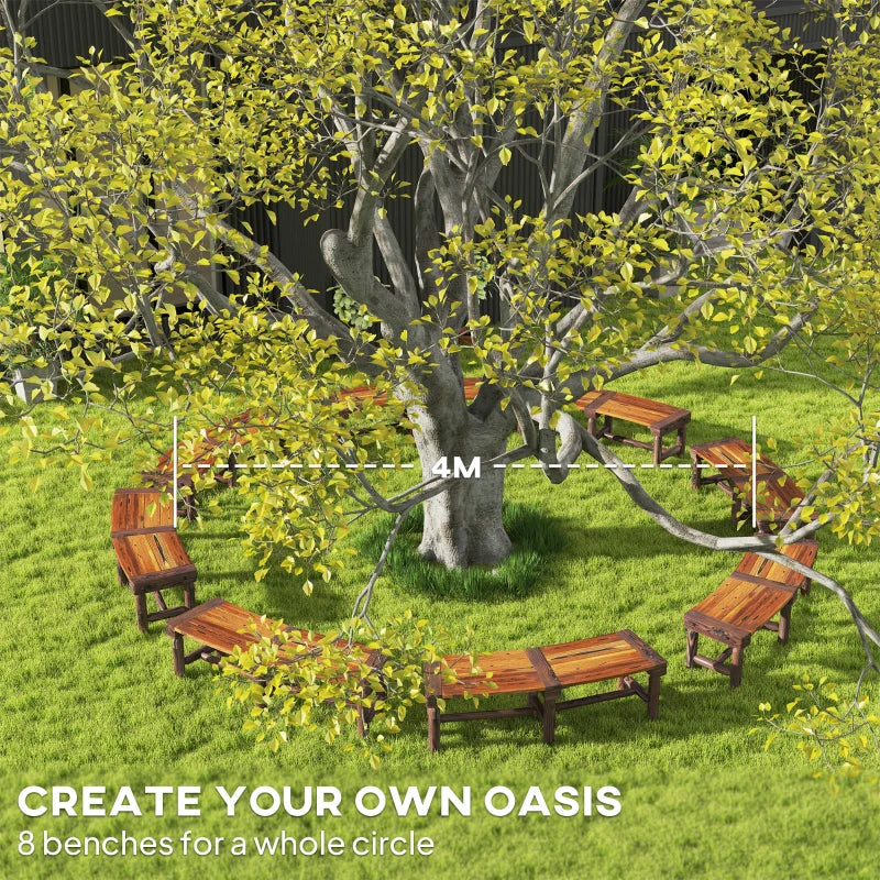 Wooden Semicircular Garden Bench - Brown Fir Wood