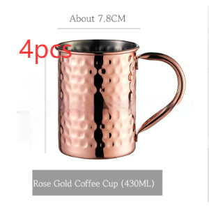 Stainless Steel Moscow Mule Cup Set - Copper Plated Drinkware for Bar & Home