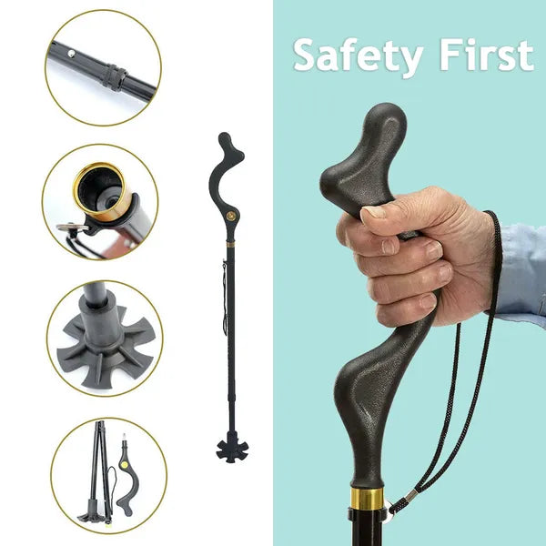 Adjustable Height Posture Cane - Ergonomic Walking Stick