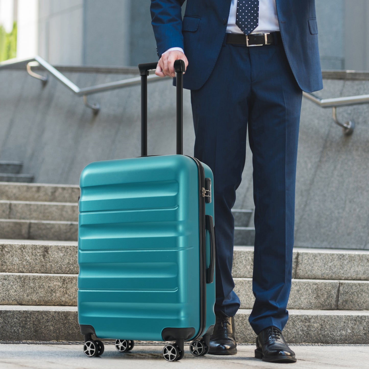 Hardshell ABS Luggage Set - Lightweight Suitcases with Dual Spinner Wheels - Blue