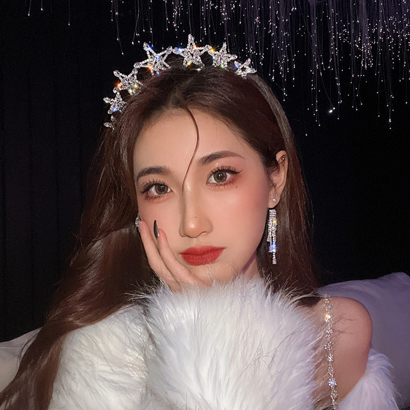 Women's Diamond Geometric Love Tassel Headband - Elegant Hair Accessory