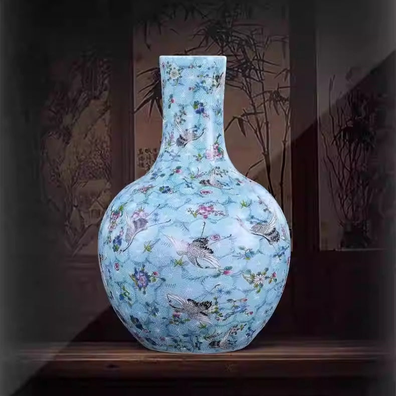 Large Ceramic Vase with Enamel Finish - Elegant Home Decoration