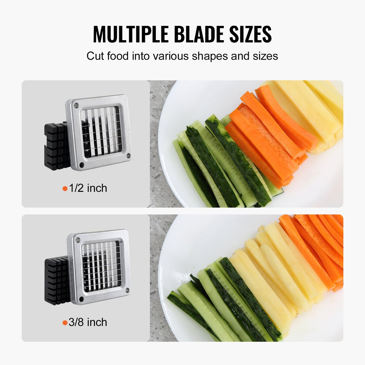 Stainless Steel French Fry Cutter with 2 Blades - Vegetable Slicer, Green