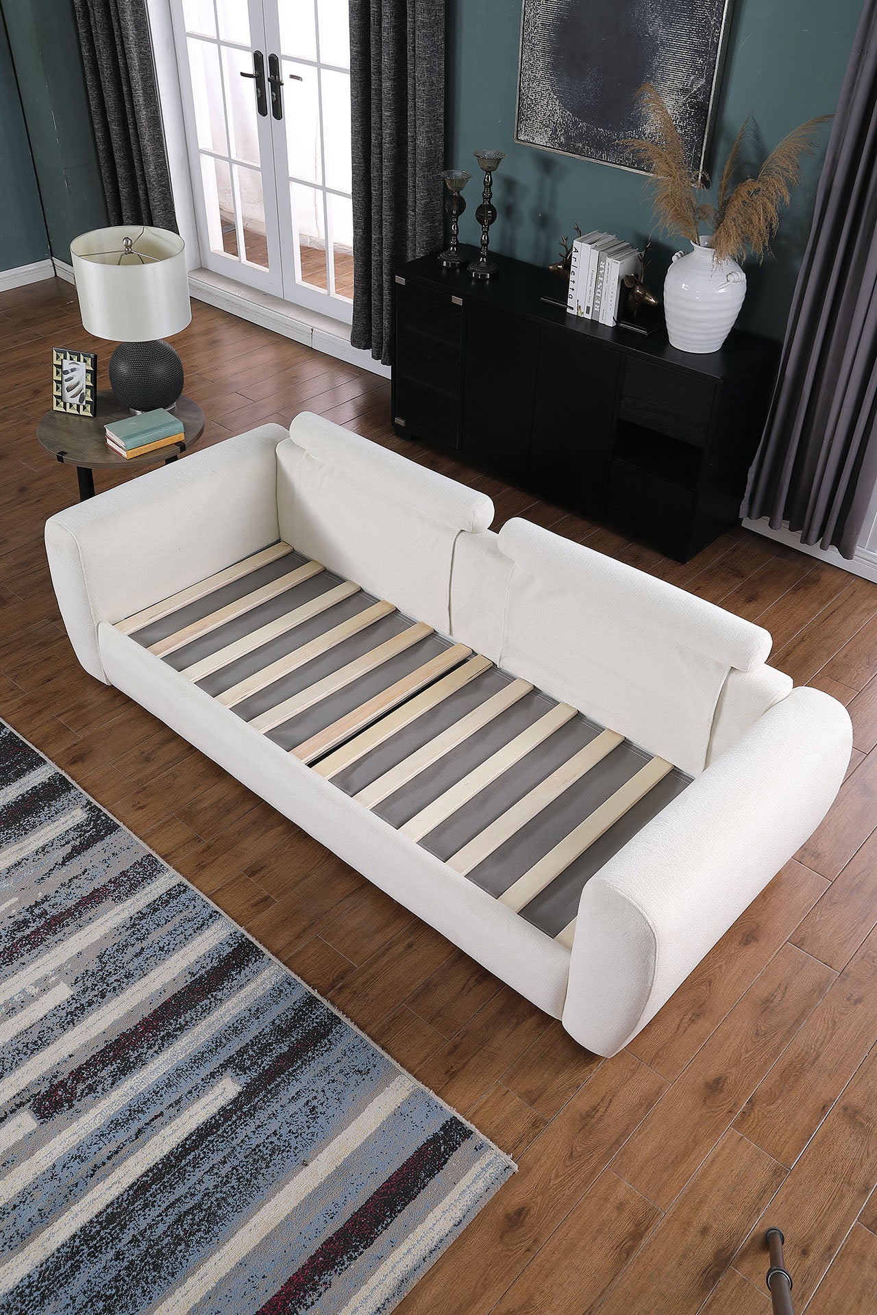 Beige Modern Minimalist 3-Seat Sofa - Comfortable Design