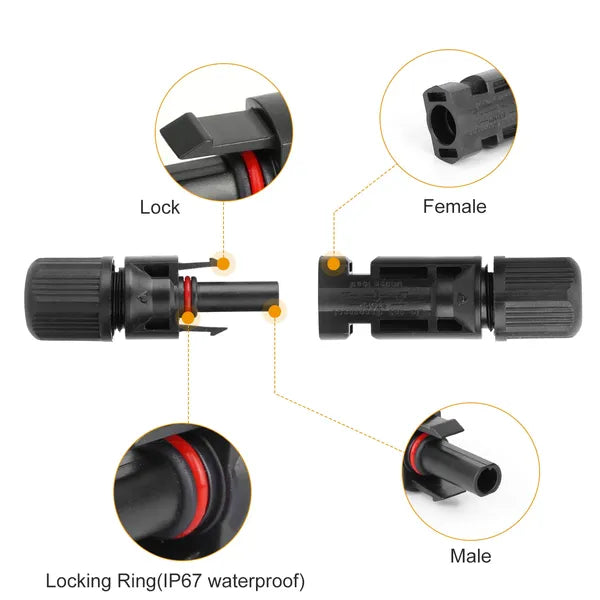 10 Pairs Waterproof Solar Panel Connectors Male Female IP67 Power Adapter