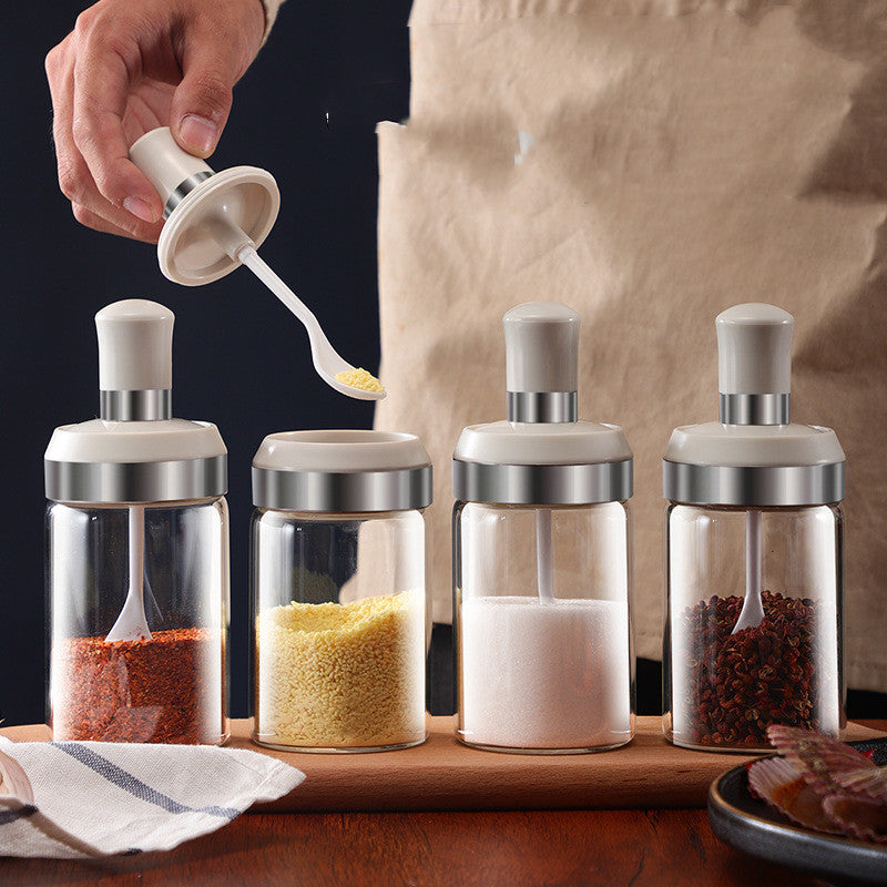 Glass Salt Shaker with Sealed Moisture-Proof Lid - Kitchen Storage Jar