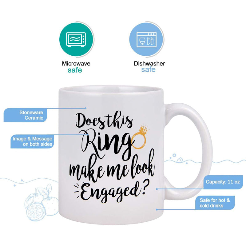 Engaged Ceramic Coffee Mug - 325ml Gift for Women