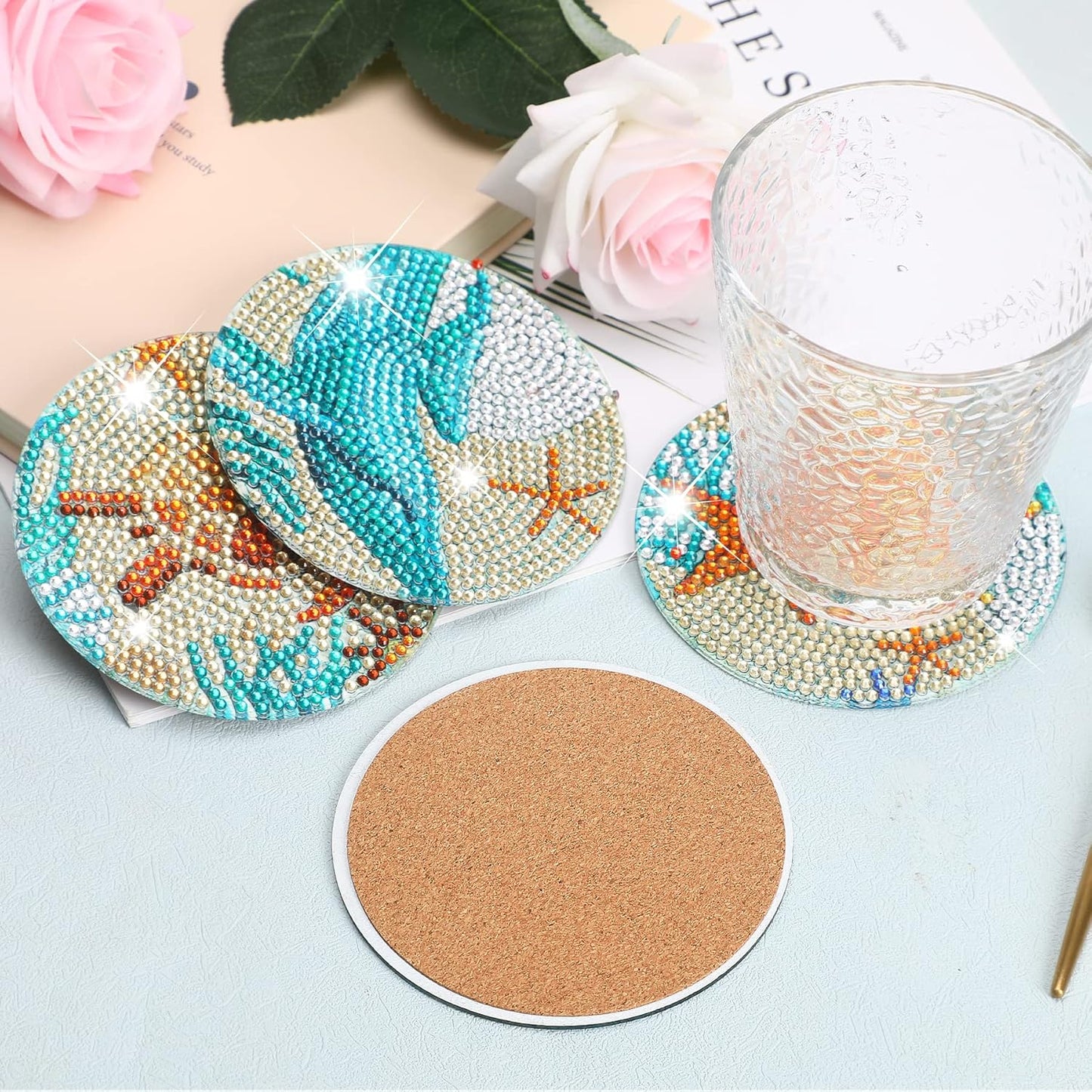 16 Pcs Diamond Art Coaster Kit - Colorful Plastic Design
