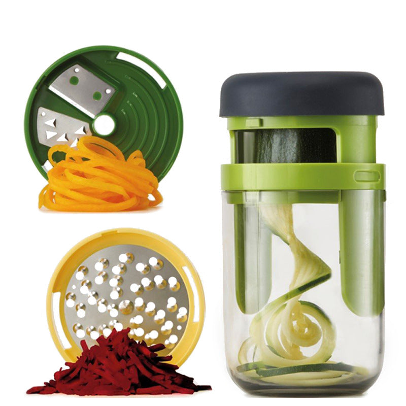 Handheld Rotary Vegetable Cutter 3-in-1 Kitchen Tool - Green