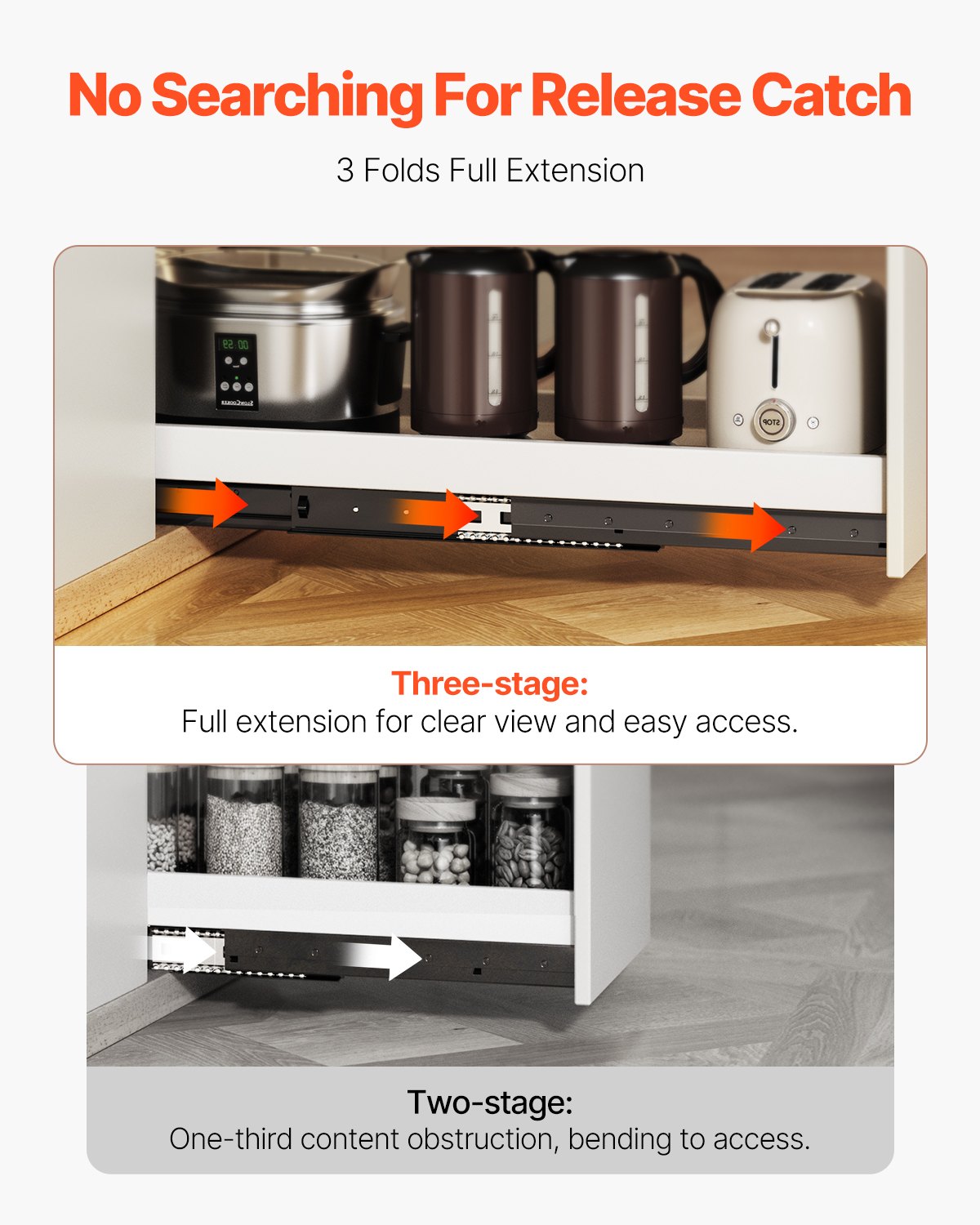 24-Inch Undermount Drawer Slides - 260 LB Capacity