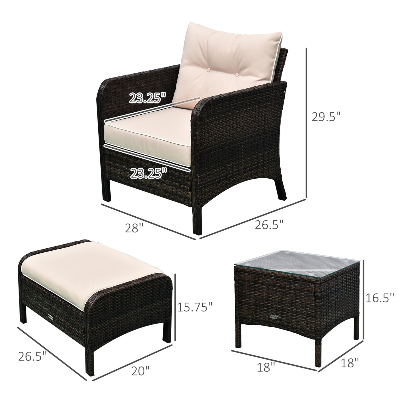 5-Piece Rattan Wicker Outdoor Patio Conversation Set