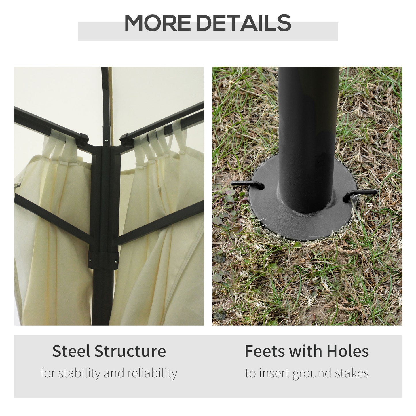 Outdoor Gazebo Canopy with Double Vented Roof - Beige