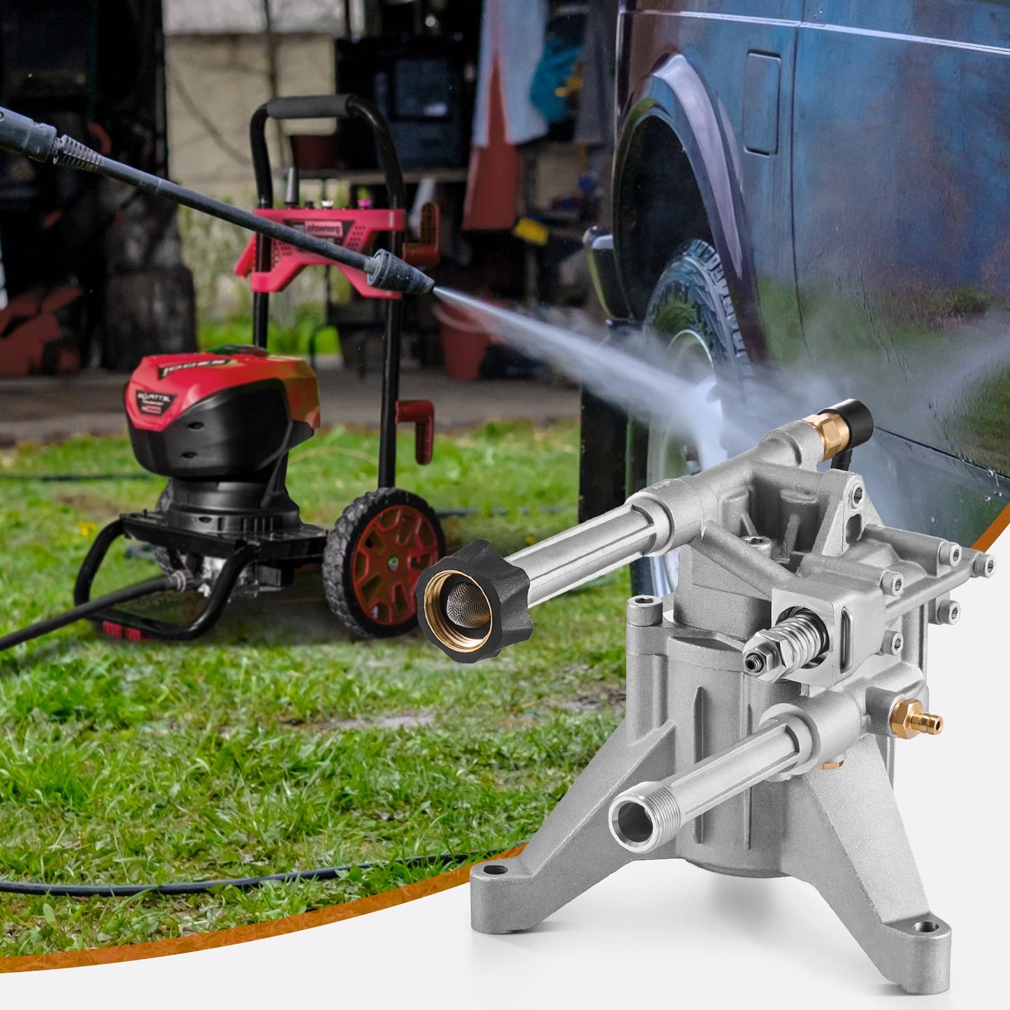 Pressure Washer Pump 7/8 Inch Shaft 3100 PSI 2.5 GPM with 5 Nozzles - Garden Tools