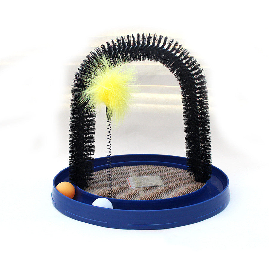 Multifunctional Cat Massage Brush and Scratching Toy - Orange & Blue
