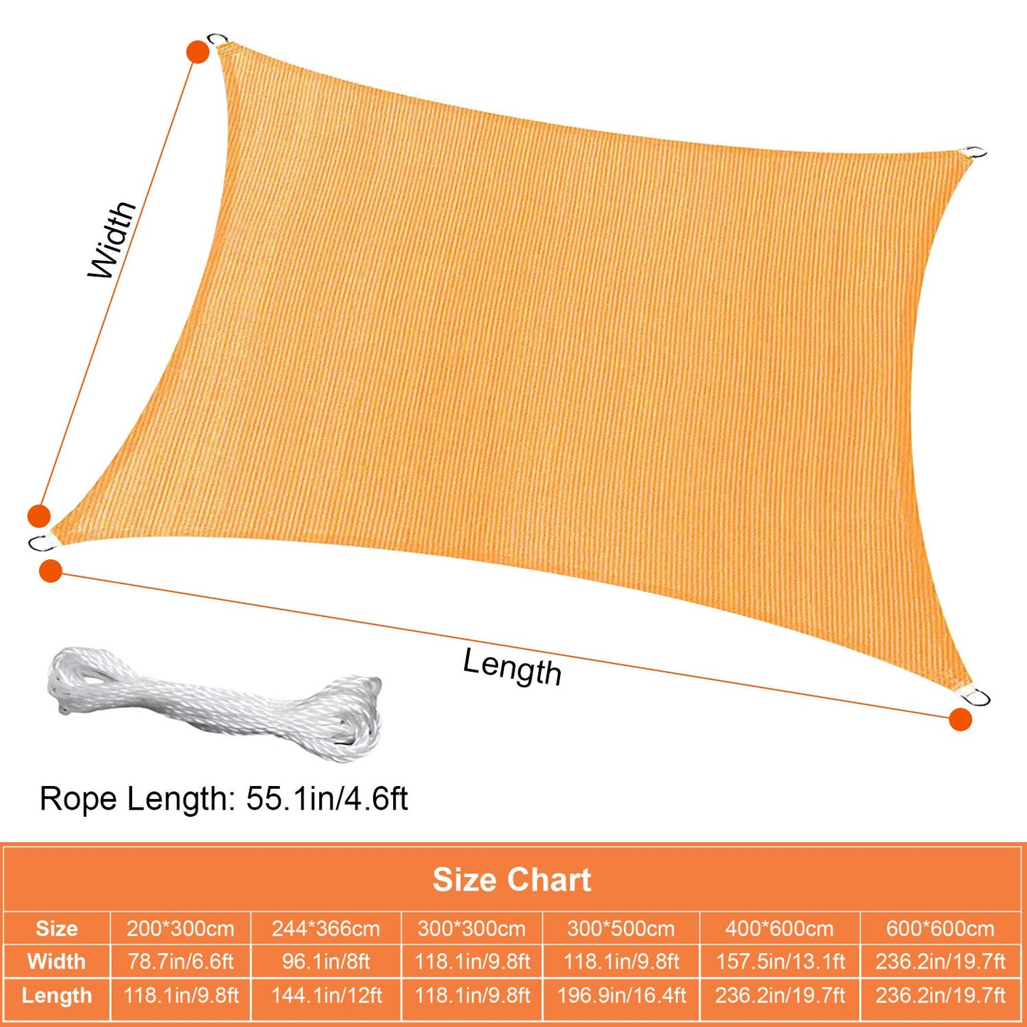 UV Block Canopy Shade 300x300cm Waterproof Patio Cover with Ropes & Hooks