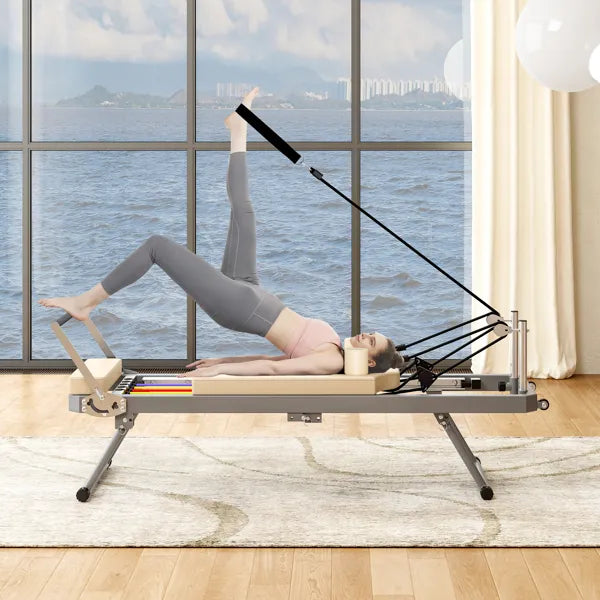 Foldable Pilates Reformer Machine for Home Gym - 330lbs Capacity