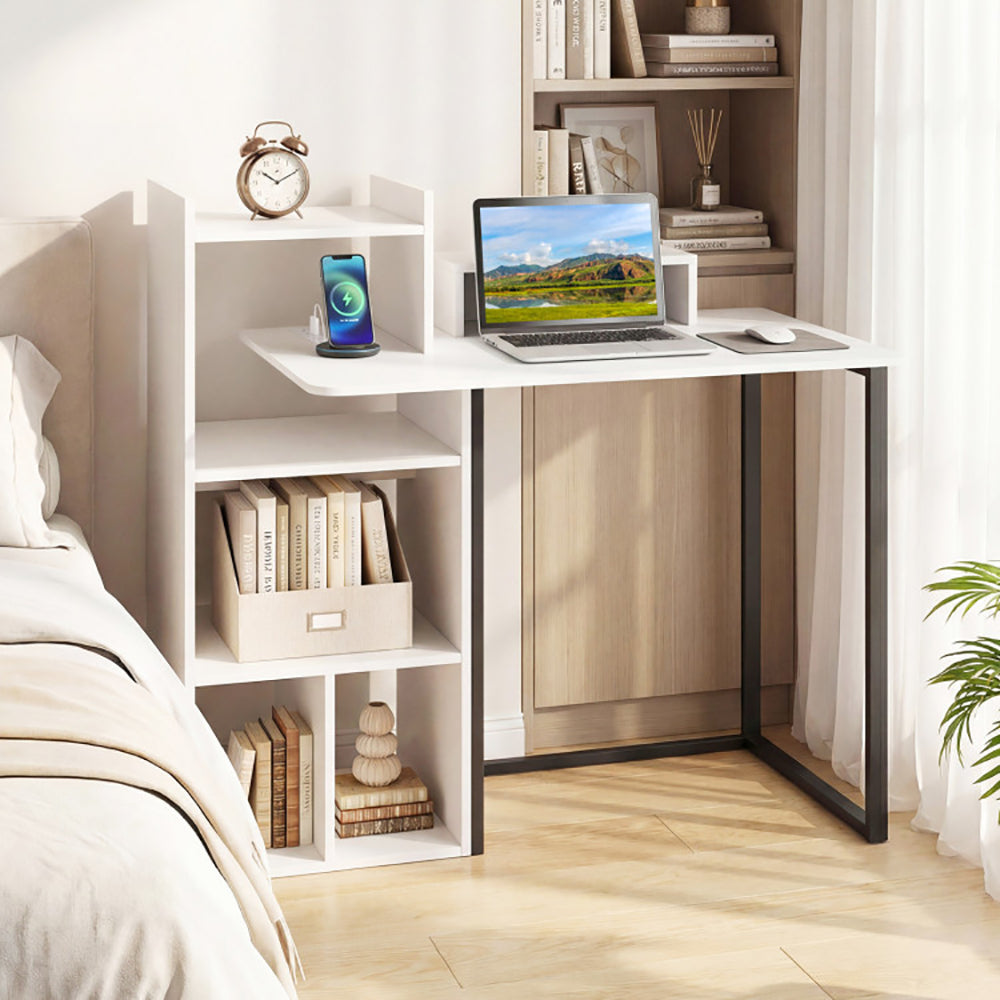 Computer Desk With Charging Station And Ergonomic Monitor Stand