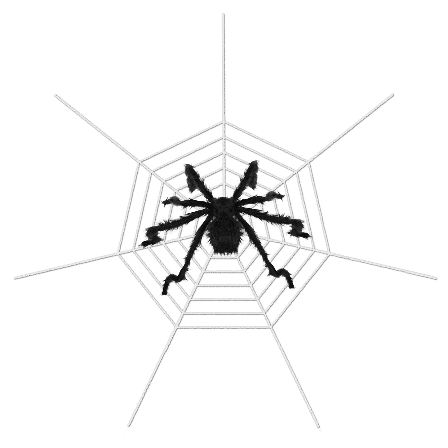 49-Inch Halloween Spider Decoration with 126-Inch Stretch Web - Black