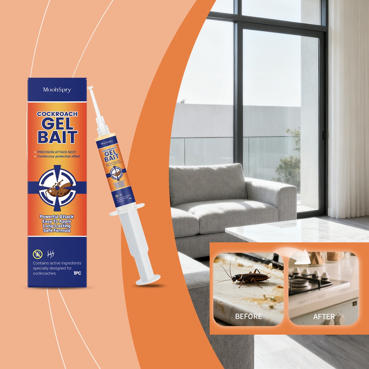 Cockroach Gel Bait - Pest Control Trap for Kitchen and Home Use
