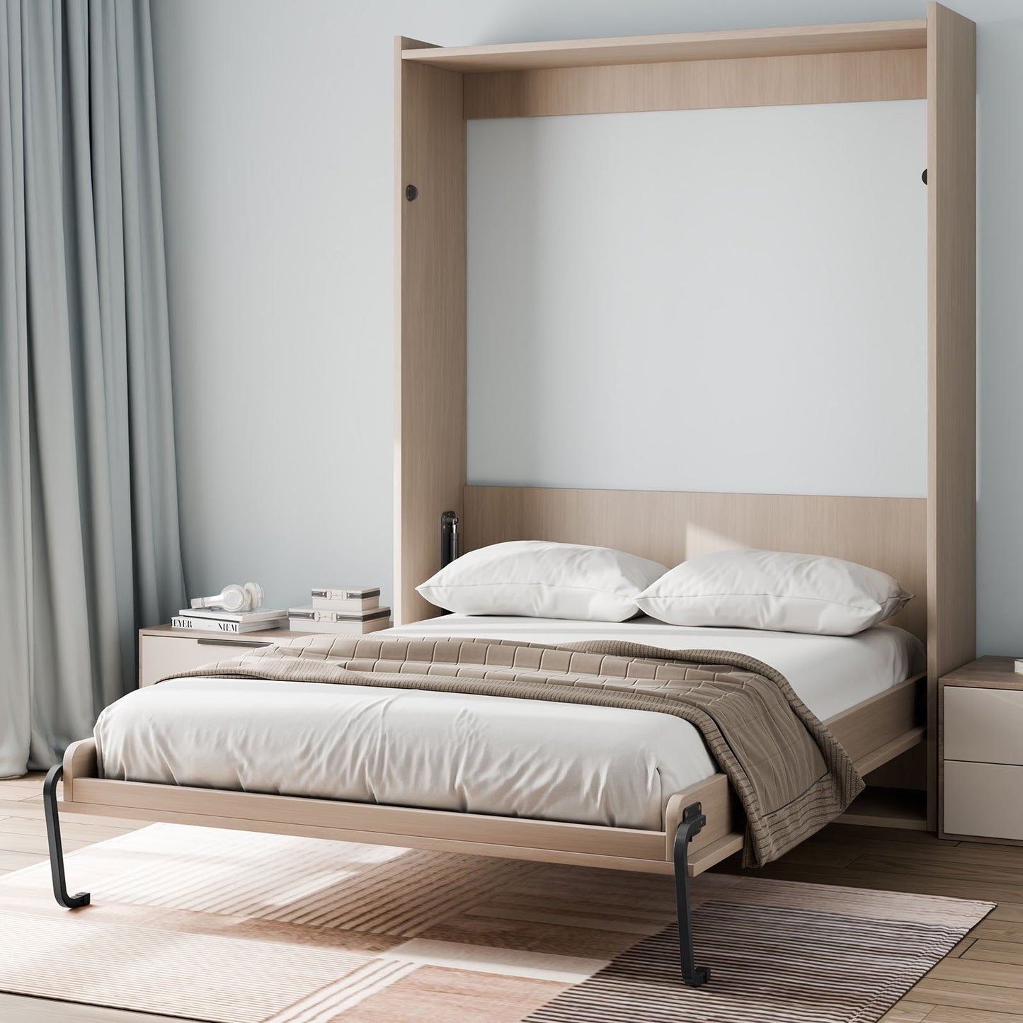 Queen Size Vertical Murphy Bed Kit - DIY Wall Bed Hardware, Black