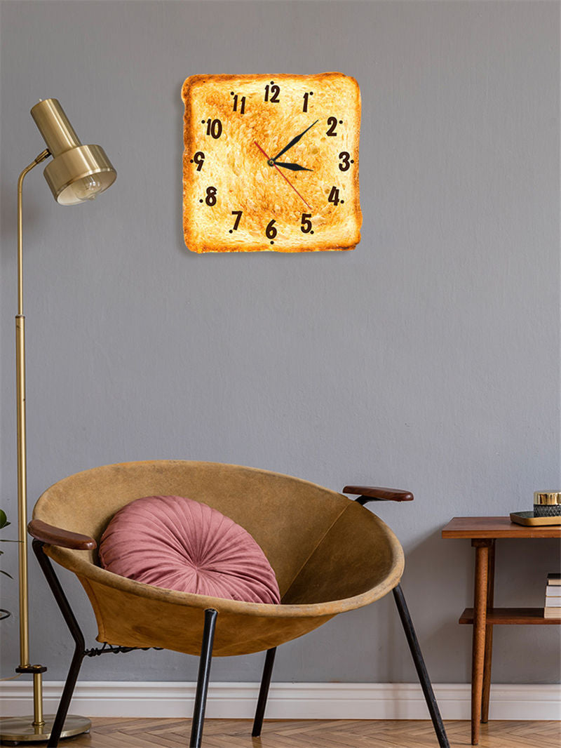 Wall Clock 12 Inch Yellow Modern Home Decor Round Plastic