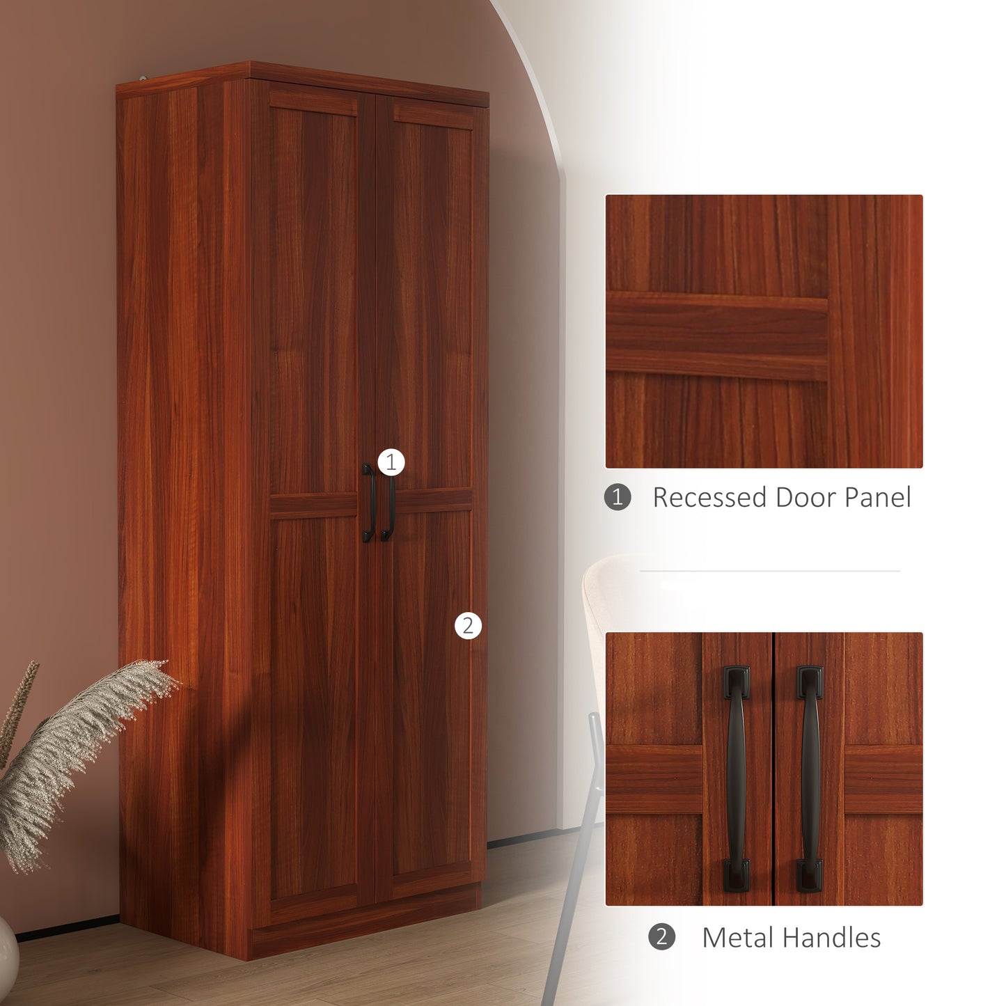 63" Tall Kitchen Pantry Storage Cabinet with Doors & Shelves - Tan