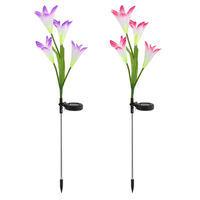 2 Pack Solar Garden Lily Flower LED Lights Outdoor