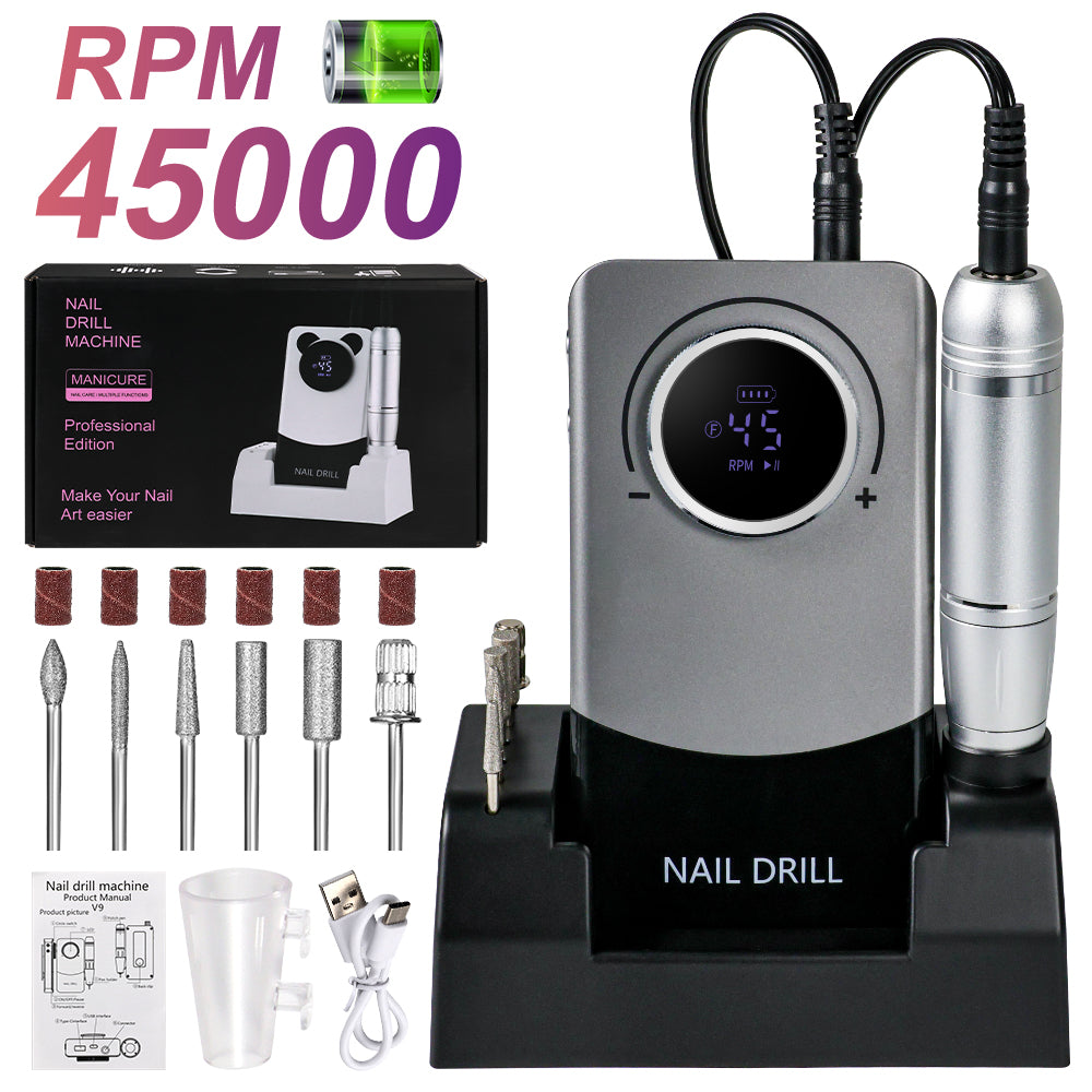 Professional Electric Nail Drill Kit - 45,000 RPM Rechargeable Nail File