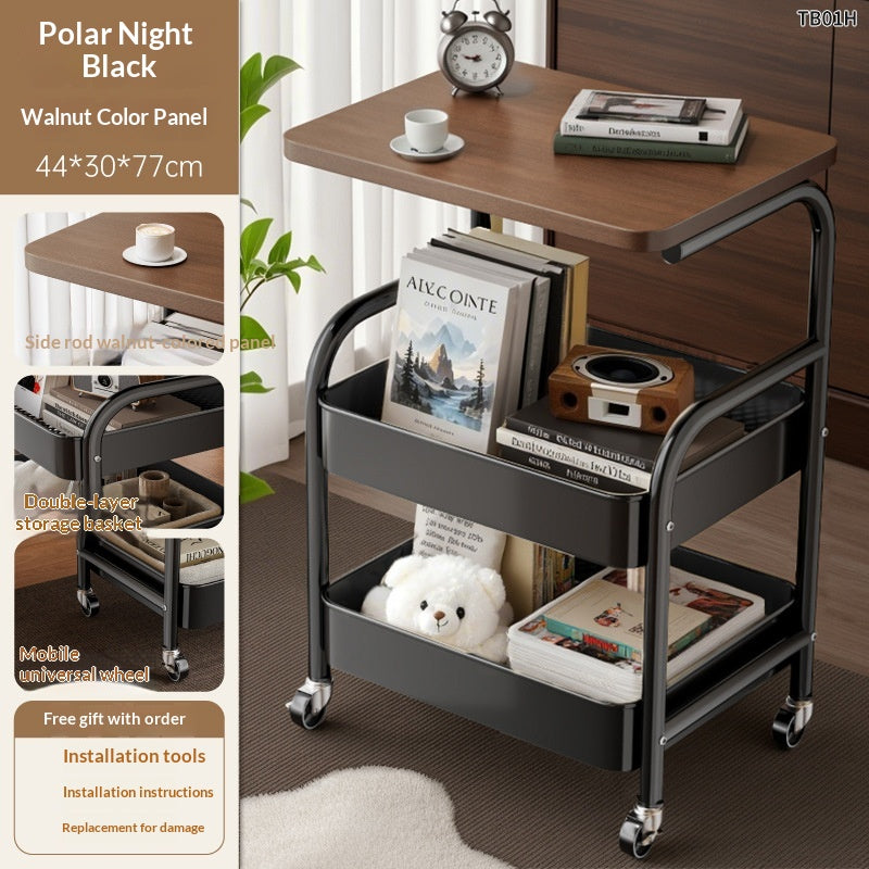 Foldable Multi-Tier Storage Rack - Floor Standing Snack & Bedside Organizer