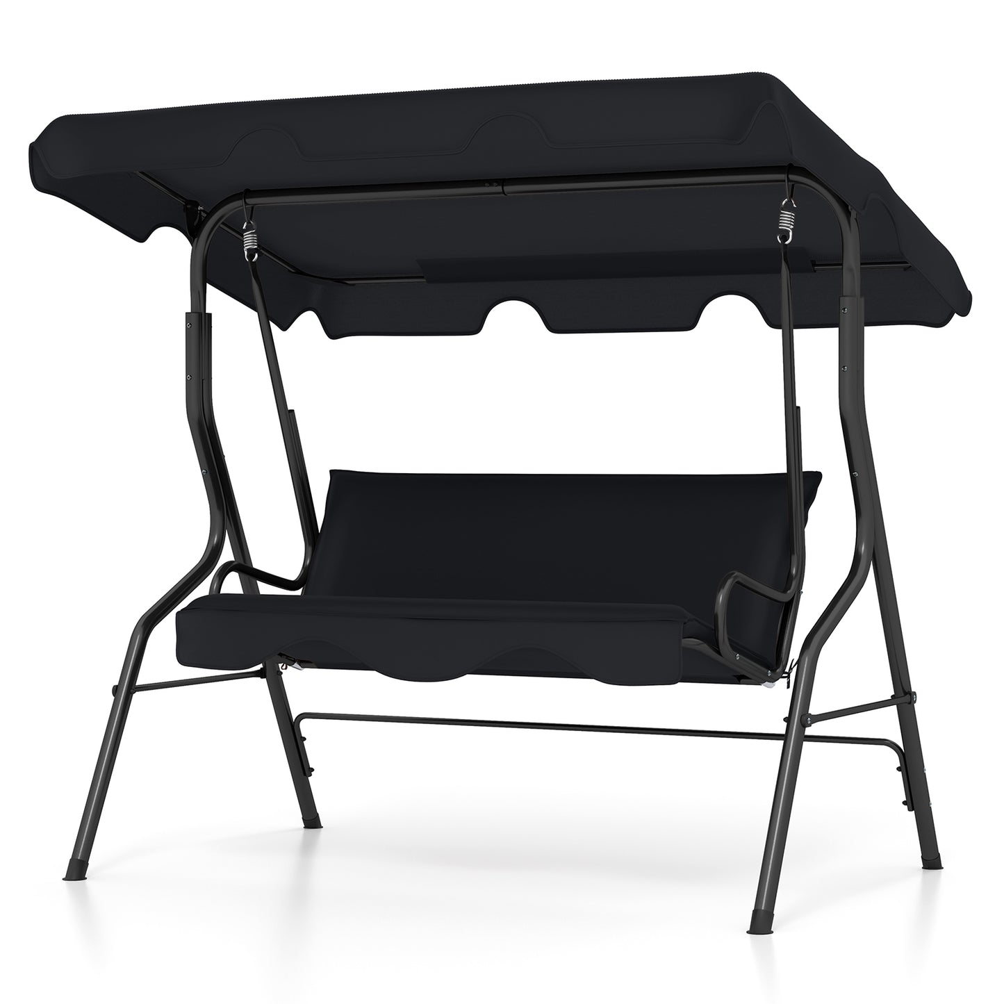 3-Seat Outdoor Patio Canopy Swing with Cushions - Black
