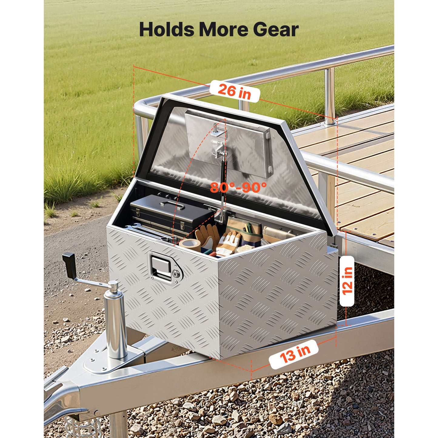 Aluminum Trailer Tongue Box 26x13x12 Heavy Duty Locking Storage Chest