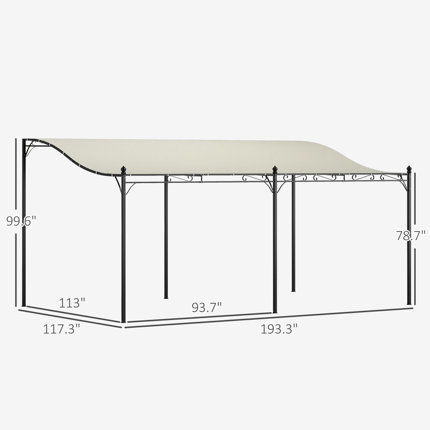 Outdoor Metal Pergola Canopy with Drainage Holes - Cream White