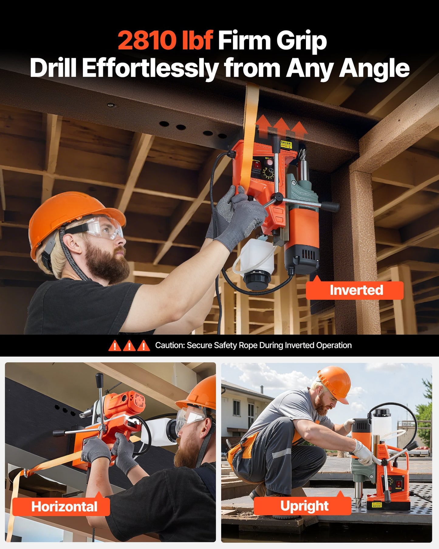 Magnetic Drill Press 1400W Power Tool with 2-Inch Boring Capacity and 0-800 RPM