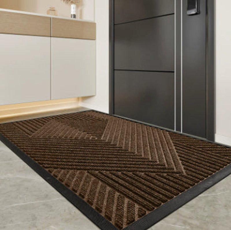 Nordic Minimalist Rubber Entryway Doormat Rug - Rectangular, Machine-Made, 80x120cm