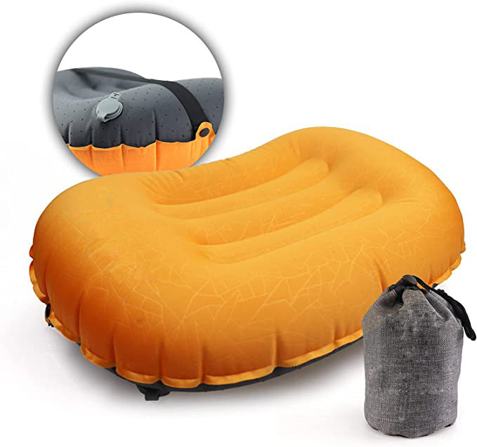 Inflatable Camping Pillow with Storage Bag - Outdoor Travel Pillow, Adjustable Size