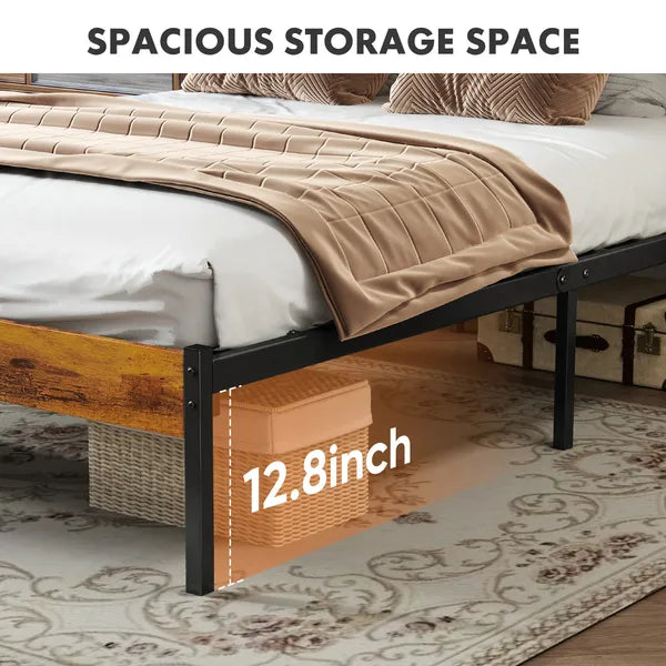 Sturdy Metal Platform Bed Frame with Headboard & Footboard